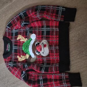 Urban Planet Festive Plaid Sweater with Reindeer For Ugly Sweater Day!